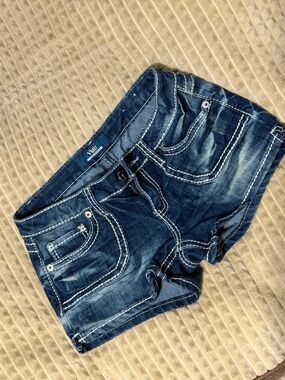 YMI Dark Indigo Distressed Denim Shorts